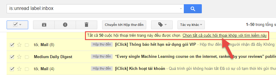 Check đã đọc tất cả inbox Gmail