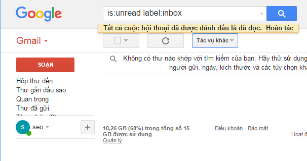 Check đã đọc tất cả inbox Gmail