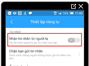 Chặn Spam trên Zalo