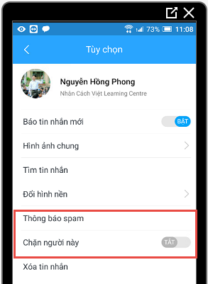 Chặn Spam trên Zalo