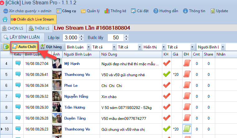 Hướng dẫn chốt đơn hàng tự động