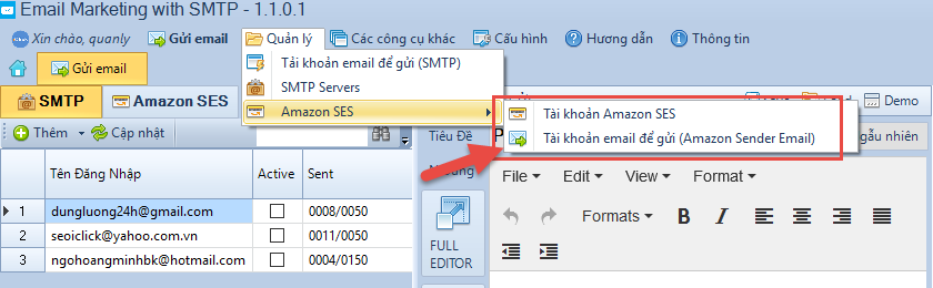 Công cụ gửi email marekting Amazon SES