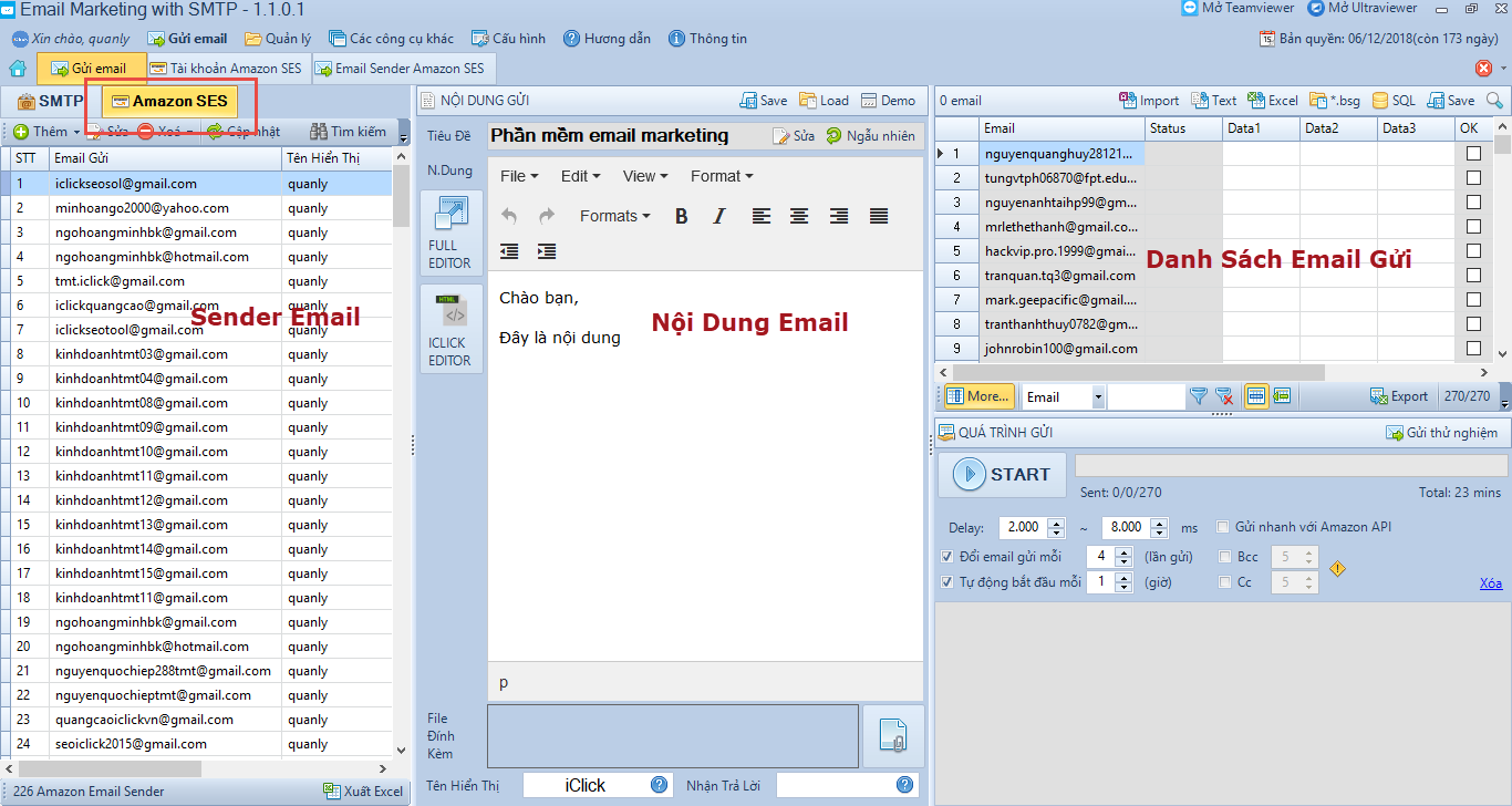Công cụ gửi email marekting Amazon SES