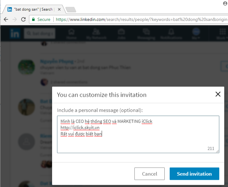Công cụ seo LinkedIn của iClick