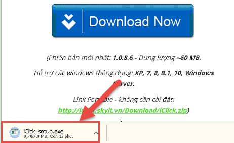 Cập nhật iClick thất bại