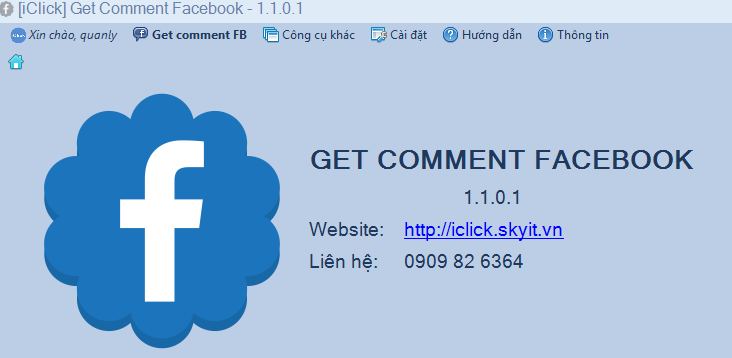 Cập nhật phần mềm Get Comment Facebook phiên bản 1.1.0.1