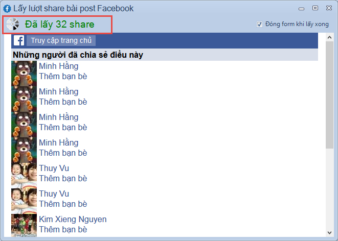 Cập nhật phần mềm lấy bình luận Facebook