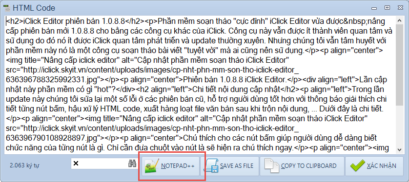 Cập nhật phần mềm soạn thảo iClick Editor