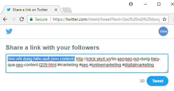 Đăng bài tự động lên twitter kéo traffic