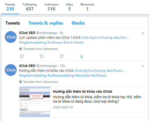 Đăng bài tự động lên twitter kéo traffic