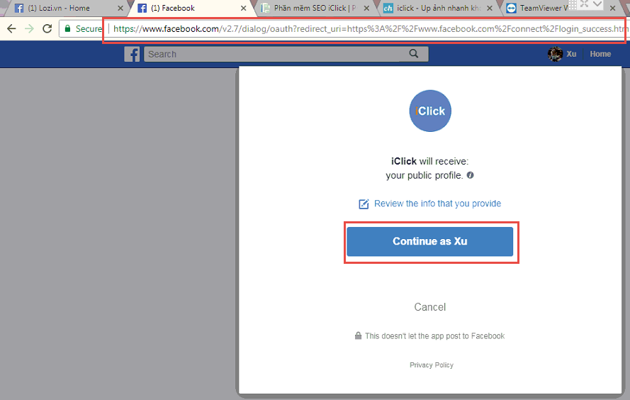 Đăng nhập vào Facebook lấy bình luận