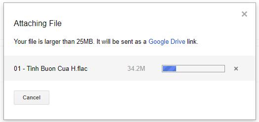 Đính kèm file gmail dung lượng tối đa