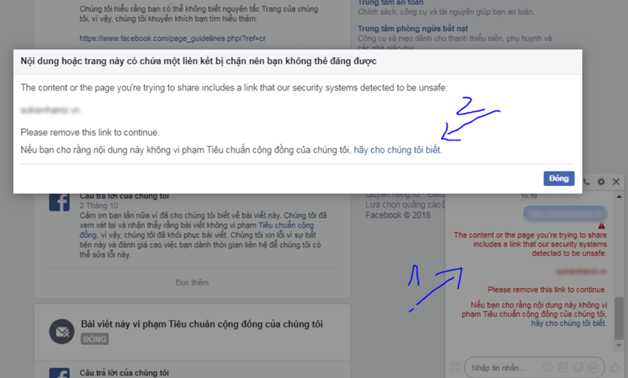 Dịch vụ gỡ link website bị Facebook chặn