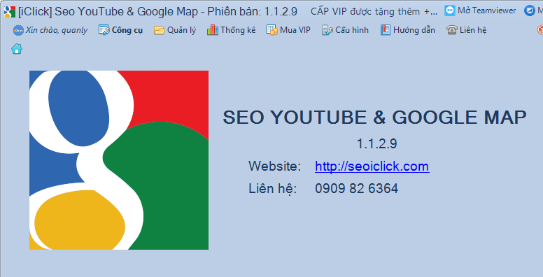Phần mềm seo Youtube, Google Maps phiên bản 1.1.2.9