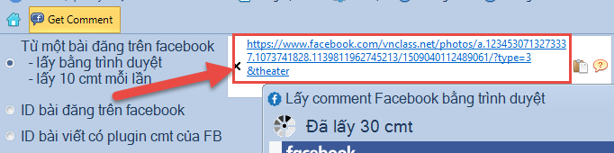 Get Comment Facebook không dùng được