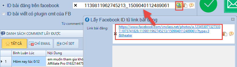 Get Comment Facebook không dùng được
