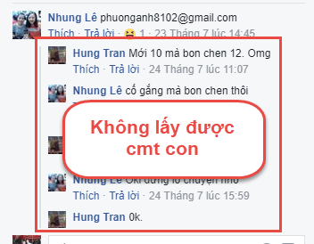 Get Comment Facebook không dùng được