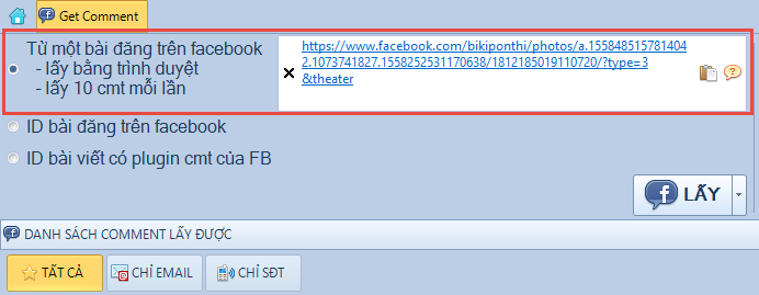 Get comment Facebook phiên bản 1.0.8.6
