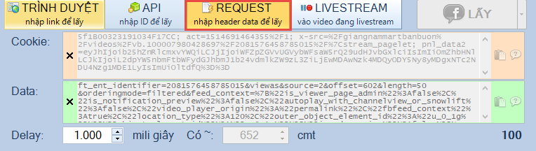 Get comment video livestream facebook