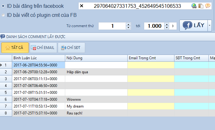 Get hide comment fanpage