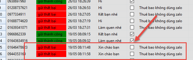 Phần mềm Zalo Marketing không gửi được yêu cầu kết bạn: Thuê bao không dùng zalo