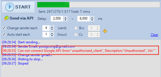 Gmail Marketing cảnh báo đỏ khi gửi bằng API