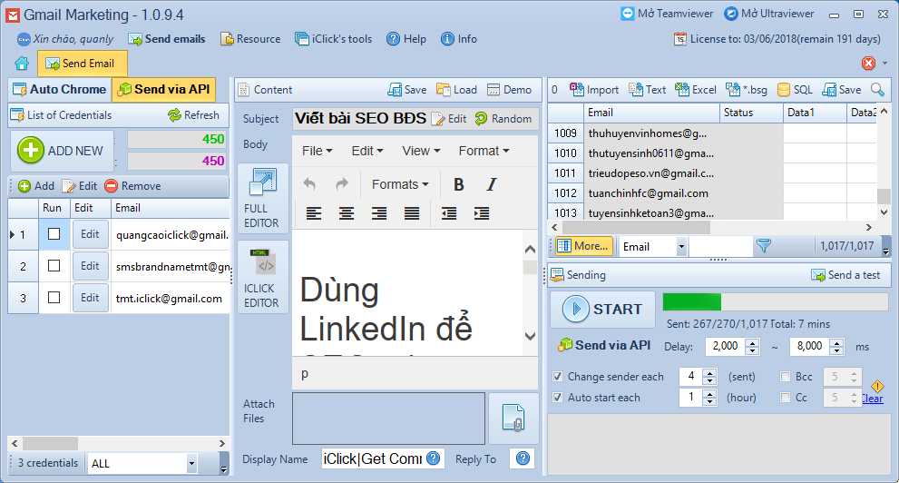Gmail Marketing gửi được bao nhiêu gmail trên ngày