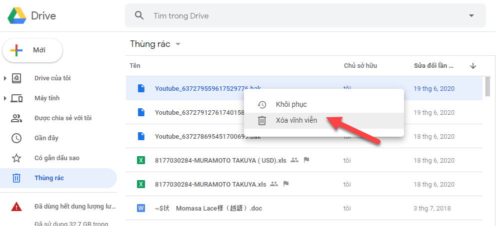 Script xoá tự động thùng rác Google Drive