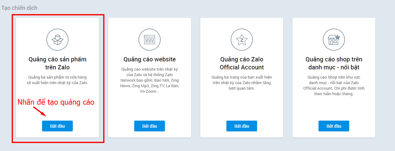 Cách quảng cáo Sản phẩm trên Zalo
