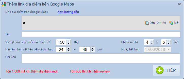 Hướng dẫn khai báo maps để nhận review