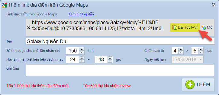 Hướng dẫn khai báo maps để nhận review