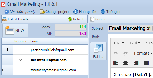 Phần mềm Gmail Marketing iClick