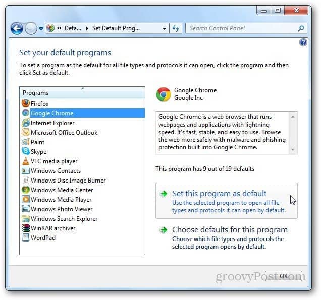 Change default browser