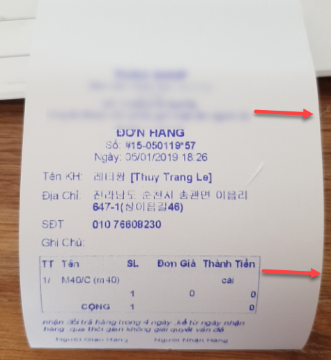 Canh chỉnh kích thước mẫu in đơn hàng
