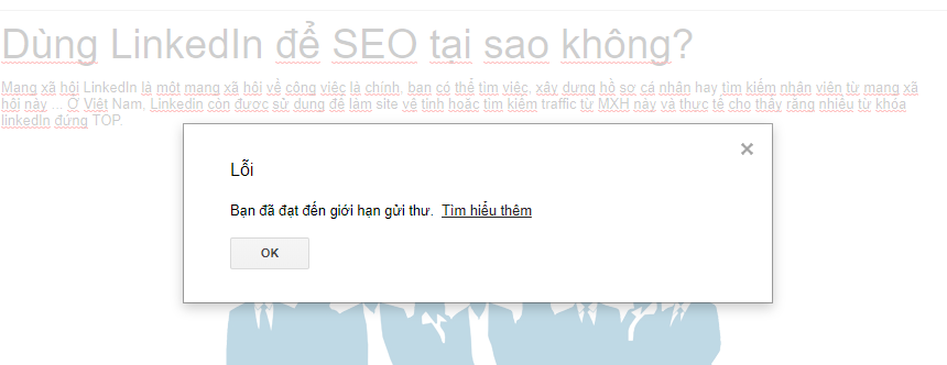 Kịch bản khi bạn gửi quá nhiều email bằng Gmail