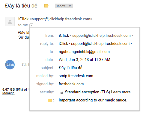 Khai báo sender email cho phần mềm Send Email Freshdesk