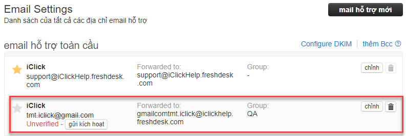 Khai báo sender email cho phần mềm Send Email Freshdesk