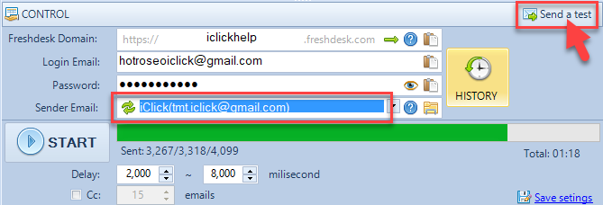 Khai báo sender email cho phần mềm Send Email Freshdesk