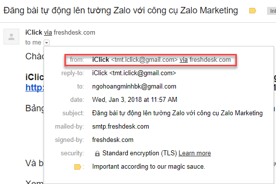 Khai báo sender email cho phần mềm Send Email Freshdesk