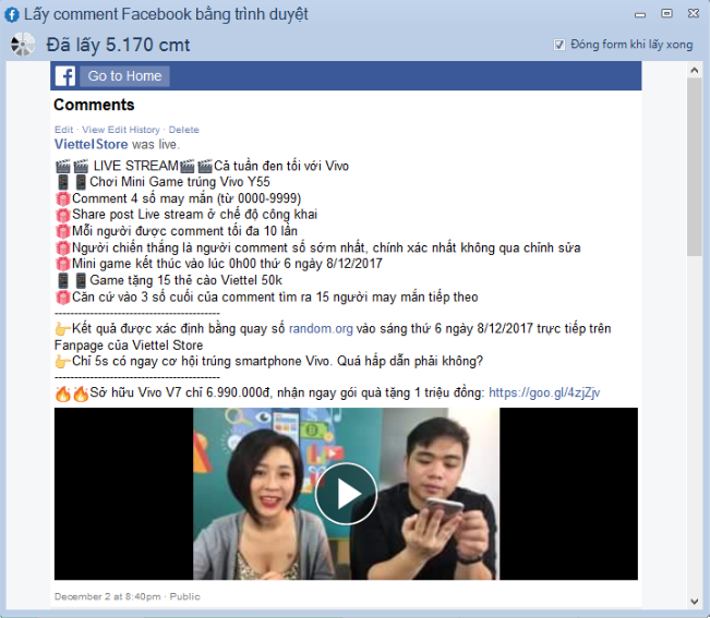 Không get đủ comment Facebook