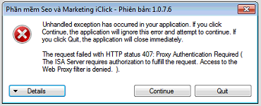 Không vào được iClick do mạng sử dụng kết nội mạng qua Proxy (mạng công ty)