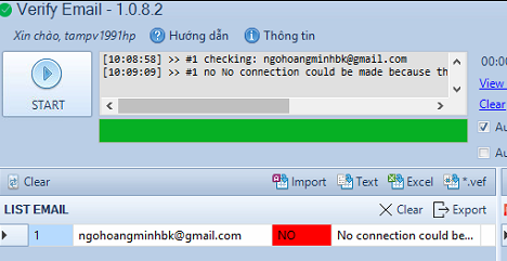Phần mềm lọc email Verify Email kiểm tra sai