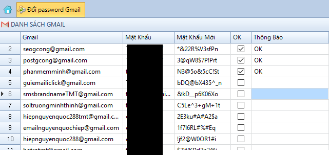 Kiểm tra mật khẩu Gmail hàng loạt