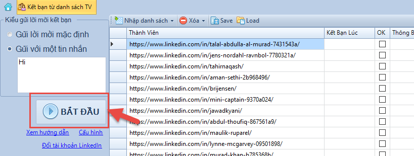 Kết bạn LinkedIn theo danh sách UID có sẵn