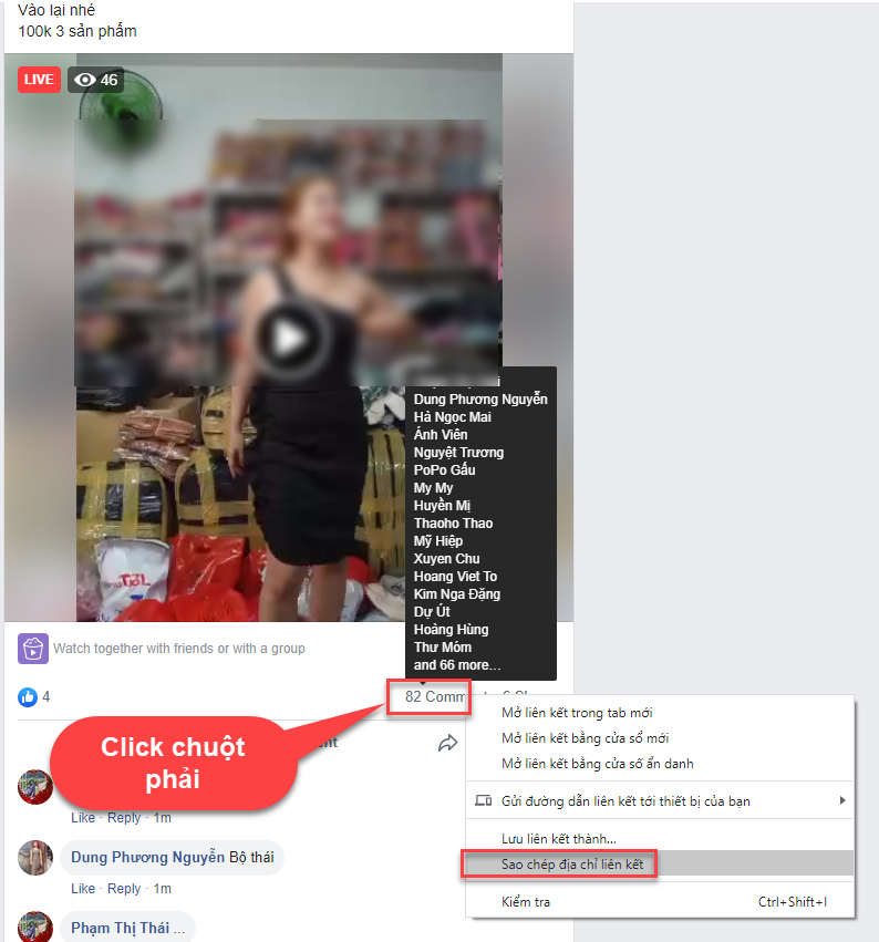 Cách lấy link livestream đang phát trên trang cá nhân