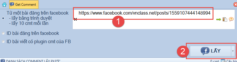 Lọc email từ bình luận facebook