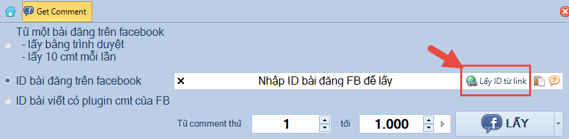 Lọc email từ bình luận facebook