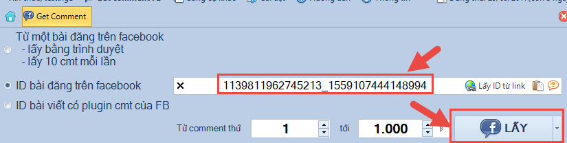 Lọc email từ bình luận facebook