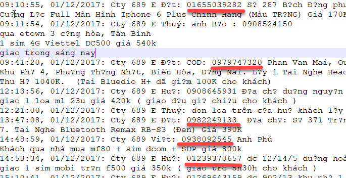 Lọc SĐT từ văn bản có chứa nhiều SĐT