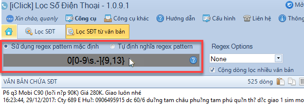 Lọc số điện thoại từ text